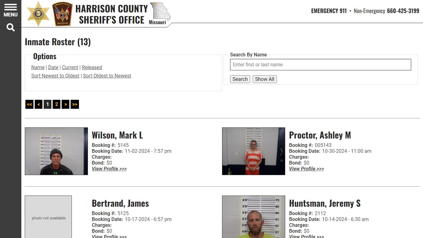 Inmate Roster - Current Inmates Booking Date Descending - Harrison ...