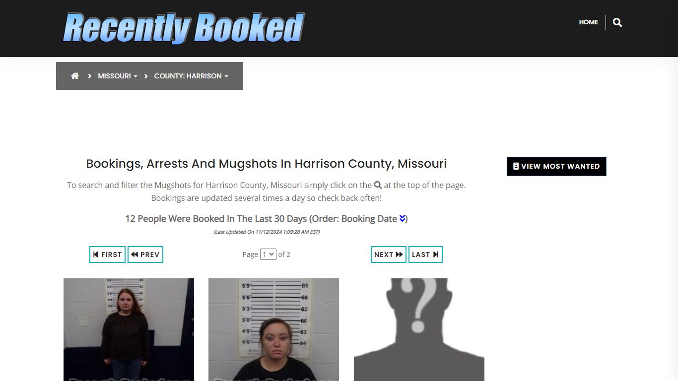 Bookings, Arrests and Mugshots in Harrison County, Missouri