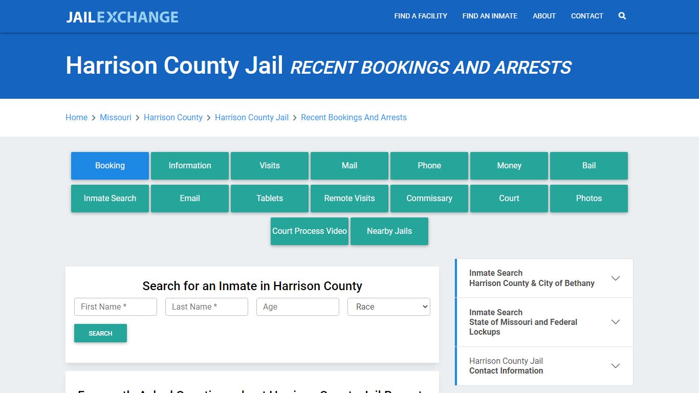 Harrison County Jail MO Recent Arrests and Bookings - Jail Exchange