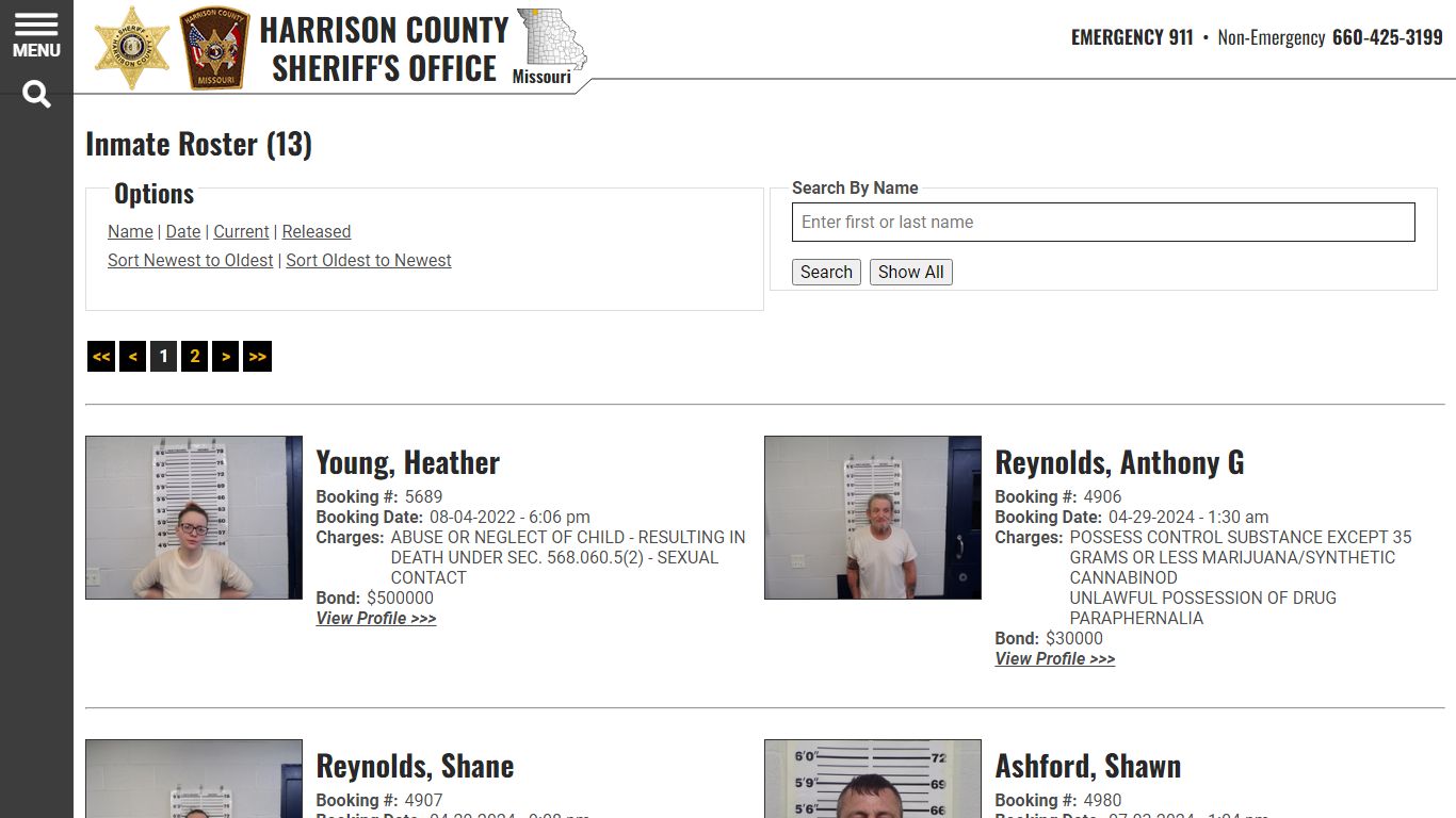 Inmate Roster - Current Inmates Booking Date Ascending - Harrison ...